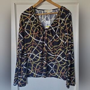 Michael Kors Black and Gold Chain Print Blouse🐎🌟